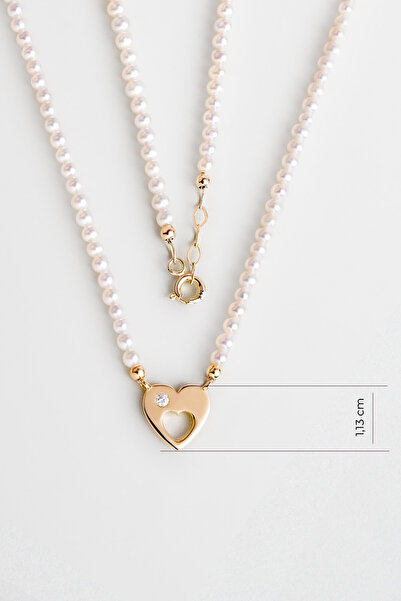 So CHIC... Diamond Collection 14 K Sarı Altın 0.03 Karat Pırlanta Doğal İnci Kolye