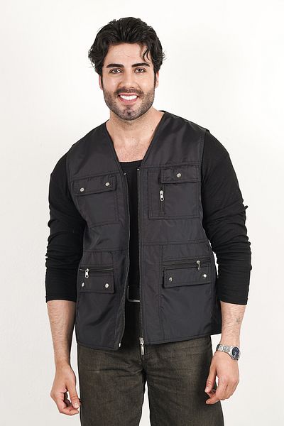 HeviStor Summer Vest Multi-Pleated Stylish Design Chest Pocket Zipper