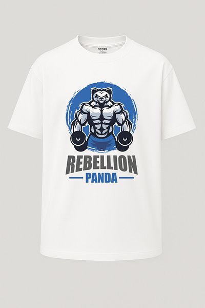 nirvoda Oversize Muscular Panda Fitness Gym Unisex Printed T-Shirt