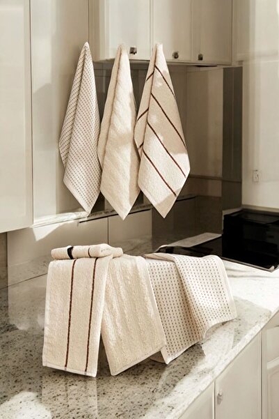 sternen glanz Sofia25 Cotton 6 Pieces Kitchen Towel Drying Towel Dowry Set (30 X 50 cm)