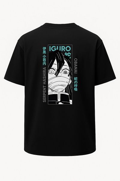 nirvoda تي شيرت كبير الحجم مطبوع عليه Demon Slayer Obanai Iguro للجنسين