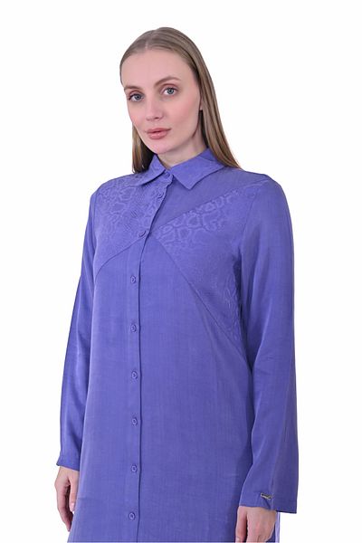 Invee Invee 7032 Silk Qupra Shirt Dress - Purple