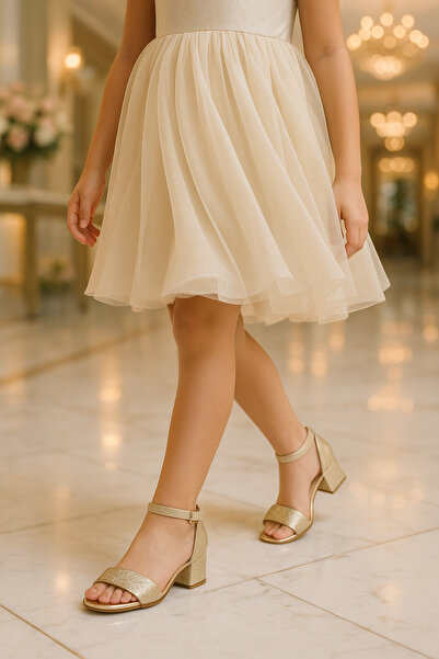 SIRRI صندل بناتي بكعب لامع - حذاء سهرة بحزام سريع التركيب والإزالة