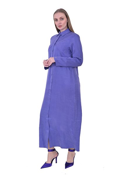 Invee Invee 7032 Silk Qupra Shirt Dress - Purple