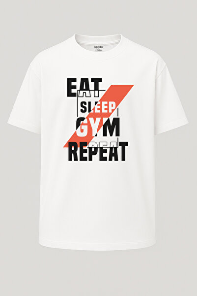 nirvoda Oversize majica sa štampanjem "Eat Sleep GYM Fitness" unisex
