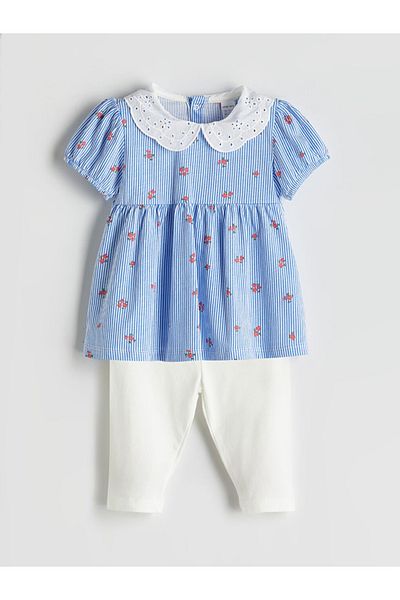 LC Waikiki Lcw Kids Floral Ruffle Girls Blouse and Leggings 2-Pack