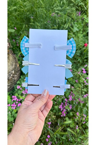 Toka Perisi Mavi Pötikare ,Fiyonk,Kelebek 6’lı set toka(yarım kaplı metal Klips)