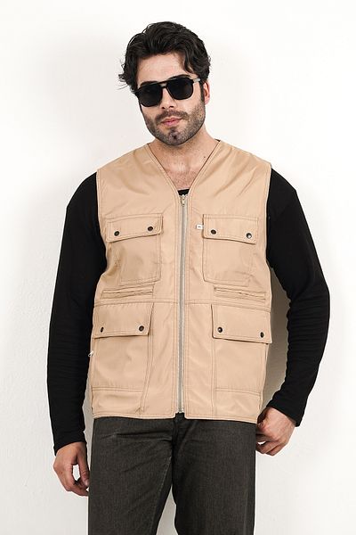 HeviStor Summer Vest Multi-Pocket Stylish Design Side Pocket Zippered