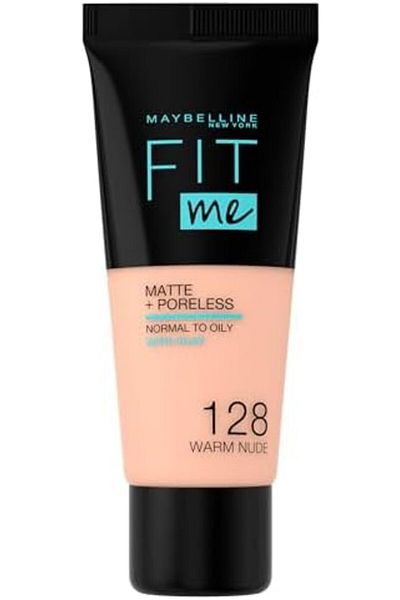 Maybelline New York Maybelline Fit Me Matte + Poreless Liquid Foundation – 30ml, Warm Nude 128, Beige, Normal Skin