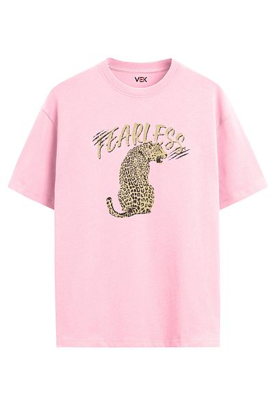 VEK Υπερμεγέθη T-Shirt Leopard με σχέδιο FEARLESS