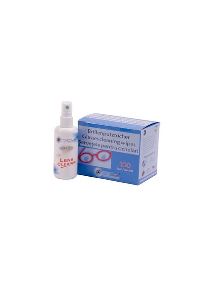 zola Kit de curățare ochelari - 100 șervețele și 100 ml soluție de curățare, Doctor Clean