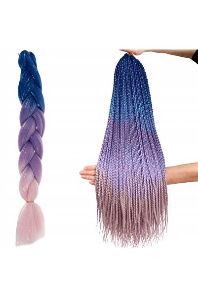 zola ® synthetic hair extensions, purple-pink ombre and glitter, 60 cm