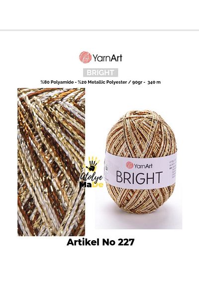 Yarnart Φωτεινό -227- Φωτεινός Μεταλλικός και Λεπτός Νήμα Πλεξίματος 80% Πολυαμίδη – 20% Μεταλλικός Πολυεστέρας 90γρ 340μέτρα