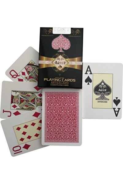 Artex Jumbo %100 Plastik Poker Kağıdı Kırmızı (1 DESTE)