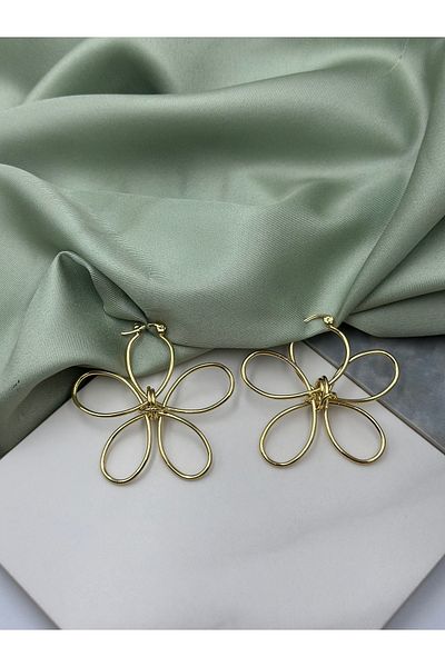 Lumiera Gold Daisy Design Dangle Steel Earrings
