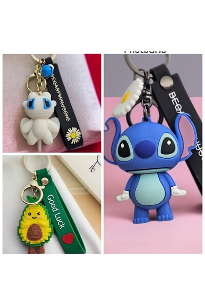 Meyra Accessories Stitch ve diğer figürlü lüx anahtarlık modelleri sevimli hediyelik 1adet peluş oyuncak