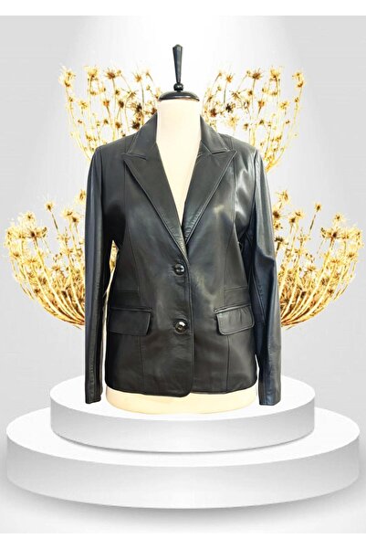 İzmir Deri Hakiki Deri Kadın Blazer Ceket