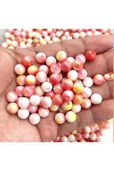 yiğit aksesuar 100Pcs Red White Yellow Perforated Multicolor Plastic Beads for Bracelet Necklace Jewelry Making Supplies