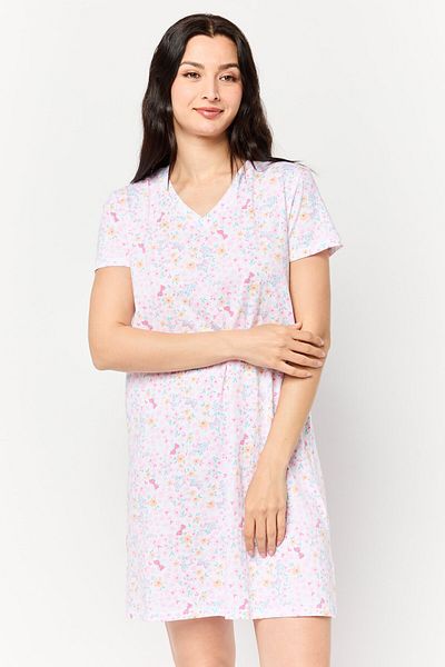 Celestial Dreams Women Floral Print Sleepwear Dress, Multicolor