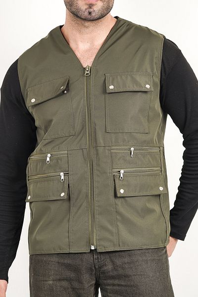 HeviStor Summer Vest Multi-Pocket Stylish Tsarim Waist with Double Pocket Zipper