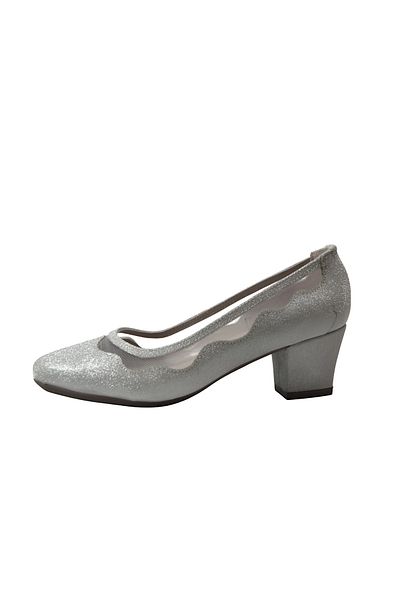 Beety By25.8637 Pantofi de damă cu toc gros transparent cu sclipici negru și argintiu