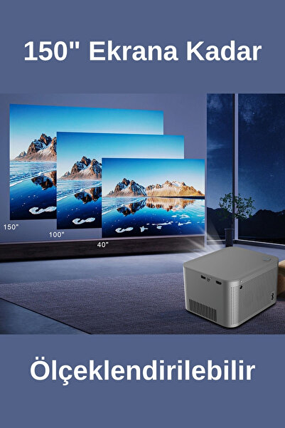 ELECTROZEN HY350 Gri Taşınabilir Projektör 1080P Full HD 4K Destekli Android Bluetooth Wireless