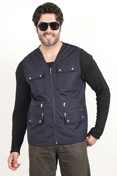 HeviStor Summer Vest Multi-Pocket Stylish Tsarim Waist with Double Pocket Zipper