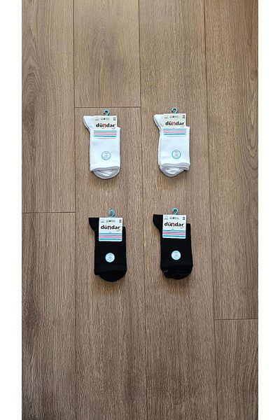 Dündar 4 Seasons 4 Pairs Women/Unisex (Black-White) Cotton Sports Socks