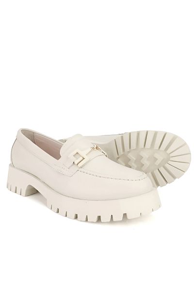 Beety 4254 Γυναικεία Loafer Παπούτσια από γνήσιο μαλακό δέρμα μπεζ πόρπη
