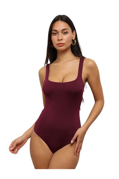 sunfyre Women's Zero Sleeve Thick Strap Silk Jersey Bodysuit Bodysuit