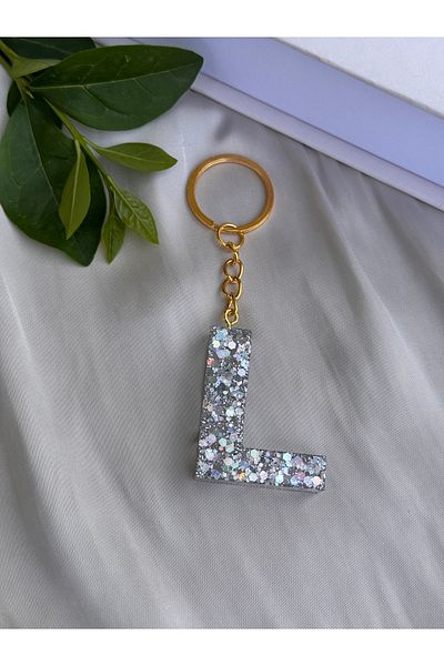 HERCY Letter L Epoxy Resin Keychain |   Glitter Letter Keychain |   Bag Accessory |   Bag Ornament