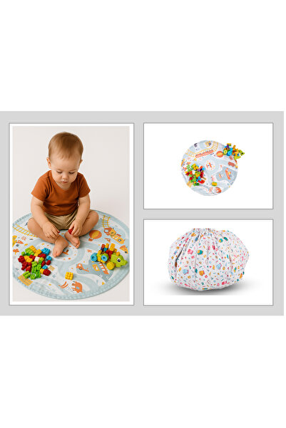 SafeMom Bebek, Çocuk Oyuncak Bohçası, Bebek Oyun Halısı, Çift Taraflı, 90 cm