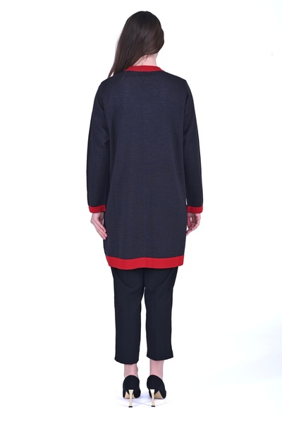 Invee INVEE 7068 Вовняна суміш антрацит-червона кофта