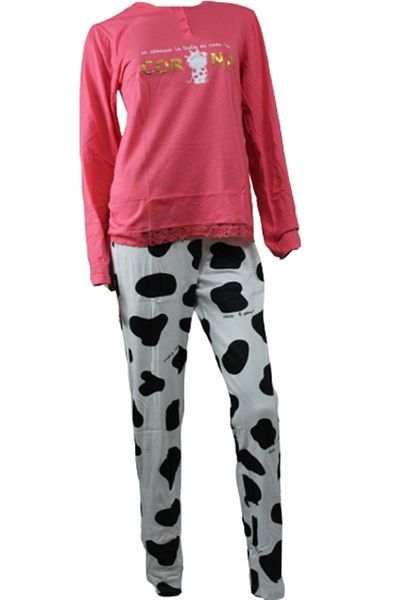 Crazy Farm Pijamale lungi dama,Crazy Farm Corona, Fucsia, Marime L