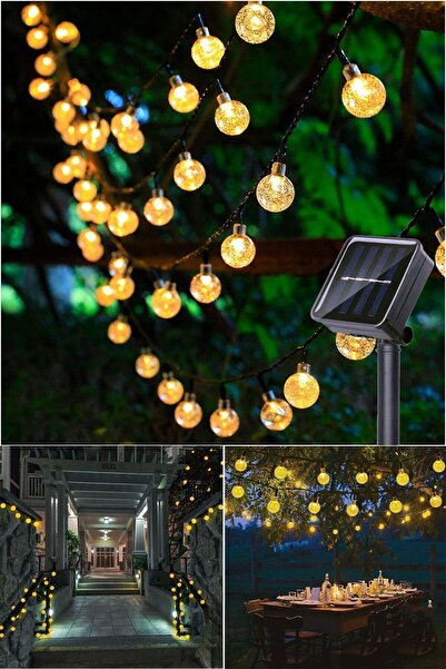 Genel Markalar 50 Top Ledli Solar Kristal Bahçe Dekorasyon Aydınlatma Sarı Iş...