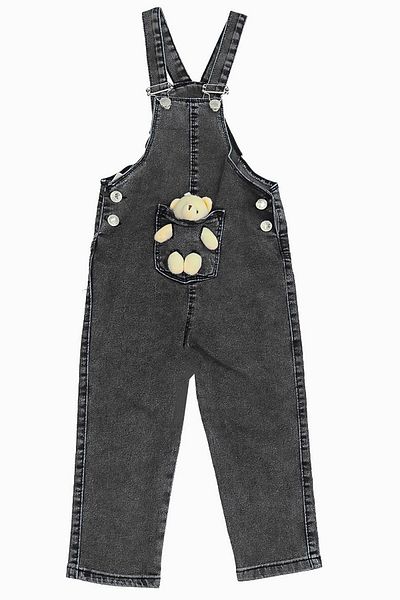 minuma Girl's Cargo Pocket Teddy Bear Salopet Gardener Denim Overalls 3-12 Years