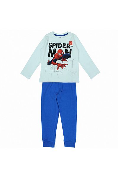 SPIDERMAN Pijamale lungi Spiderman,model 1219,Alb/Albastru, 128 cm, 8 ani