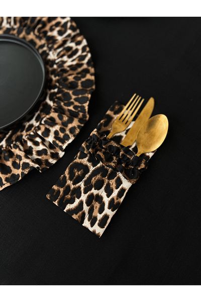 KaiHome Θήκη για μαχαιροπίρουνα Leopard Frilly 3 θέσεων 6 τεμαχίων