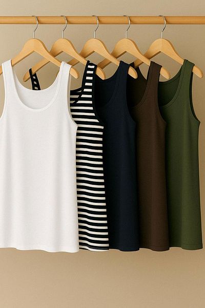 COTENCONCEPT Тениска с 5 части A Cut, памучна, дебела, презрамки