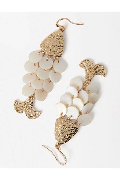 H&S AKSESUAR Zr Model Fish Scale Round Long Earrings Colorful