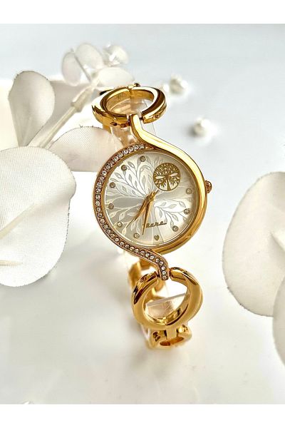Forsining -Tlaze-(Gold Color)Gold Plated Ring Cord Women Wrist Watch-