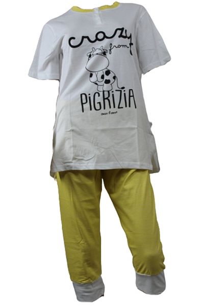 Crazy Farm Pijamale scurte dama,Crazy Farm, Alb/Galben, Marime M
