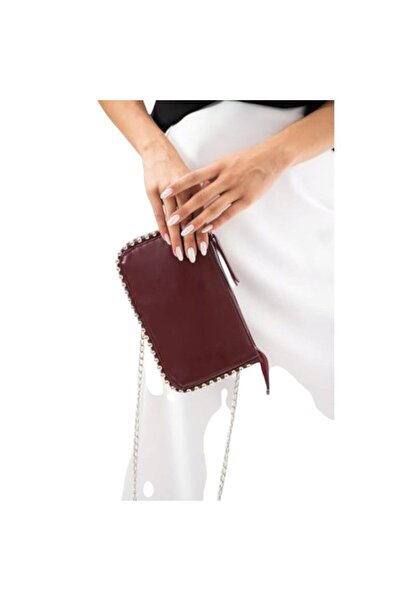 Bay Emir Bead Detail Cross Chain Strap Women's Hand and Shoulder Bag