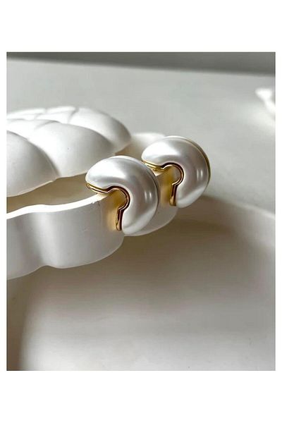 H&S AKSESUAR Curved Pearlescent Chubby Colorful Earrings
