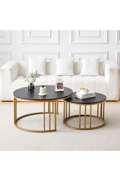 EDMONDA EV AKSESUAR ZEN İKİLİ METAL MDF PANEL GOLD ORTA SEHPA