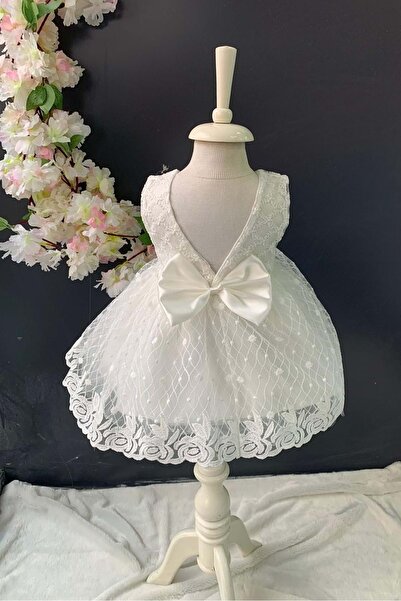 s.t. sebat tekstil Kız Bebek Papatya Motif Abiye Elbise SB146
