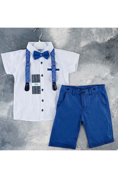 s.t. sebat tekstil Gabardine Shorts, Shirt, Suspenders and Bow Tie Set Boy Suit Sb6298