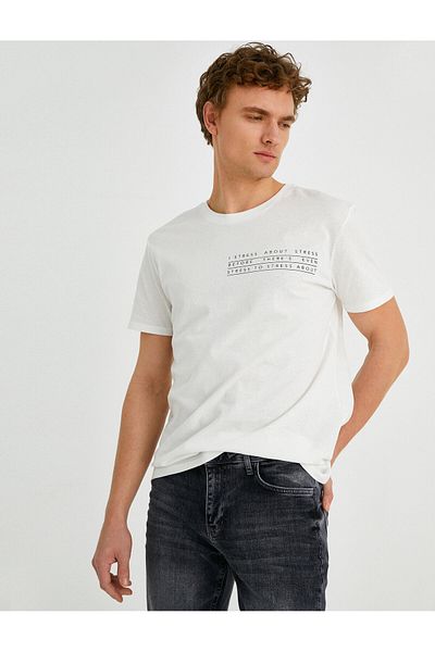 Koton Μπλουζάκι με στάμπα Slim Fit