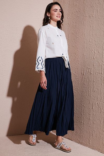 Lela Modest Cotton Blend Regular Fit Wrinkled Look Long Hijab Skirt Skirt 6698042