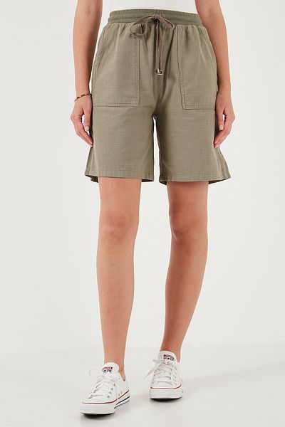 Lela Cotton Relaxed Fit High Waist Pocket Mini Shorts Shorts 668Yp5384